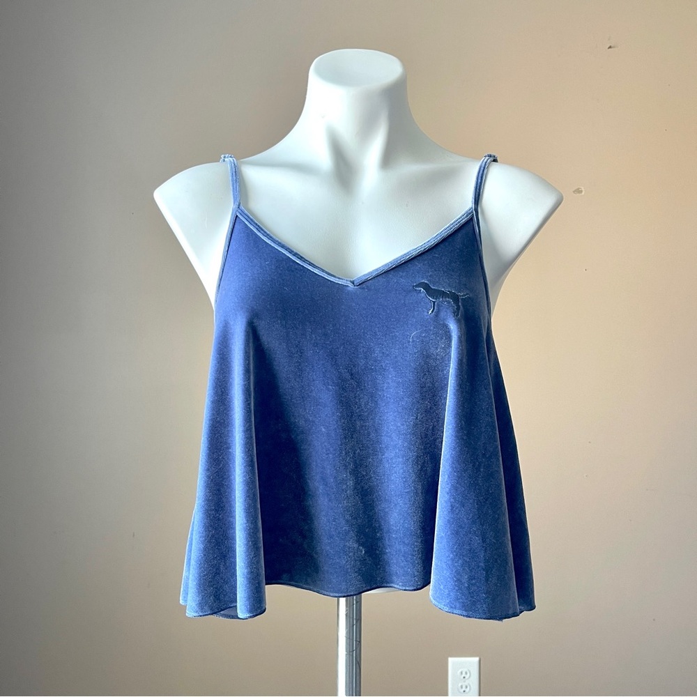 PINK VS | Purple Velour Cropped Tank Top Sz S